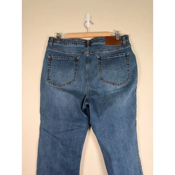 Frye Blue High Rise Wide Leg Raw Hem Denim Jeans Size 31 Med Wash Patch Pocket - Image 5