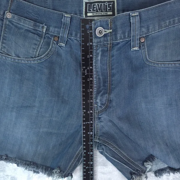 Levis 514 Slim Straight‎ Denim Shorts Women 34x6 Blue Cutoff Raw Hem Casual Y2K - Image 11