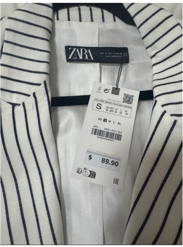 Zara Oversized Black and White Striped Blazer - Image 3
