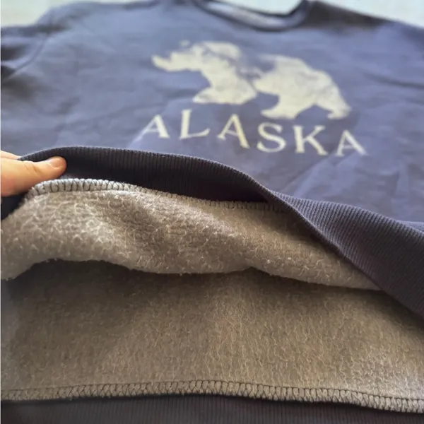 Nordstrom S Navy Crewneck Sweater with White Bear Alaska Graphic - Image 3