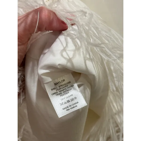 NEW Saylor Revole one shoulder Dress Sz M White Feather Draped Cocktail Mini - Image 5