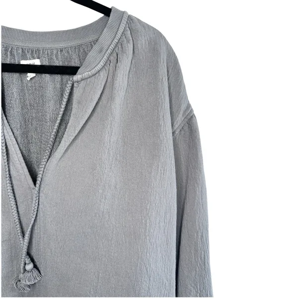 Aerie Easy Street Sweatshirt XS Gray Oversized Slouchy Tunic Tassel Coastal Boho - Image 5
