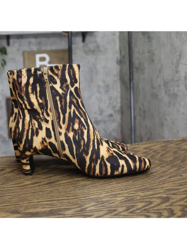 NWT A New Day Womens Tigris Boots Ankle Block Heel Boots Brown Tiger Multi 8M - Image 7