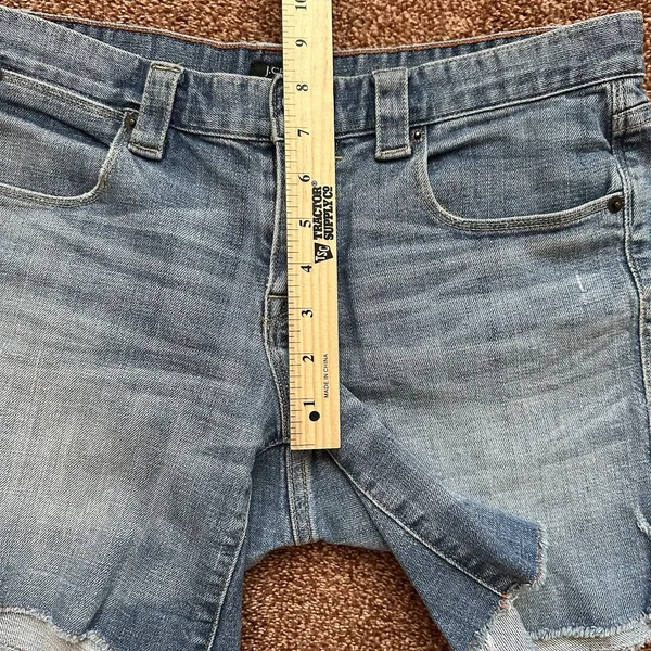 J. Crew Denim Stretch Shorts Womens 6 Distressed Raw Hem Preppy Stretch Grunge - Image 7