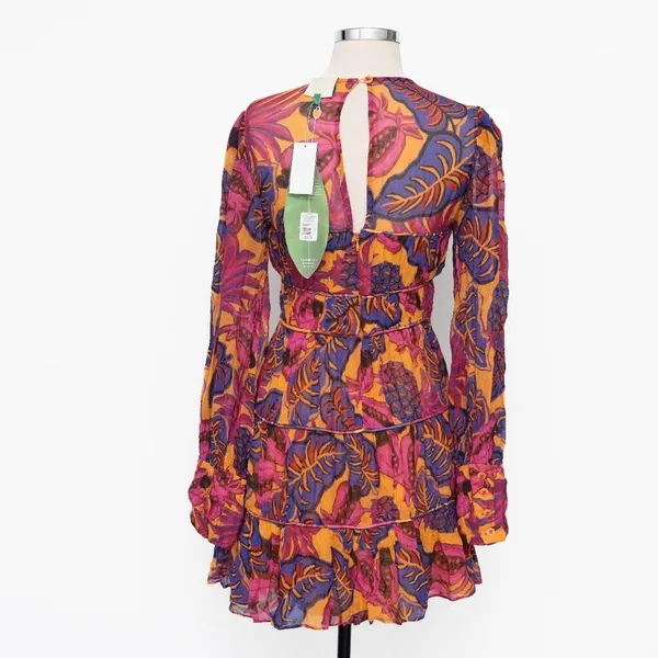 Farm Rio |‎ Fruit Dream Long Sleeve Pleated Tiered Dress - Image 3