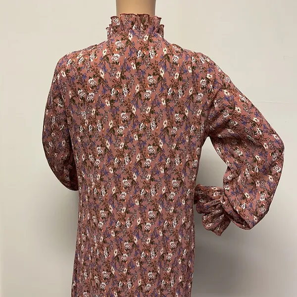 Nasty Gal Long Sleeve Mauve with Dainty Florals Maxi Long Dress size 4 - Image 7