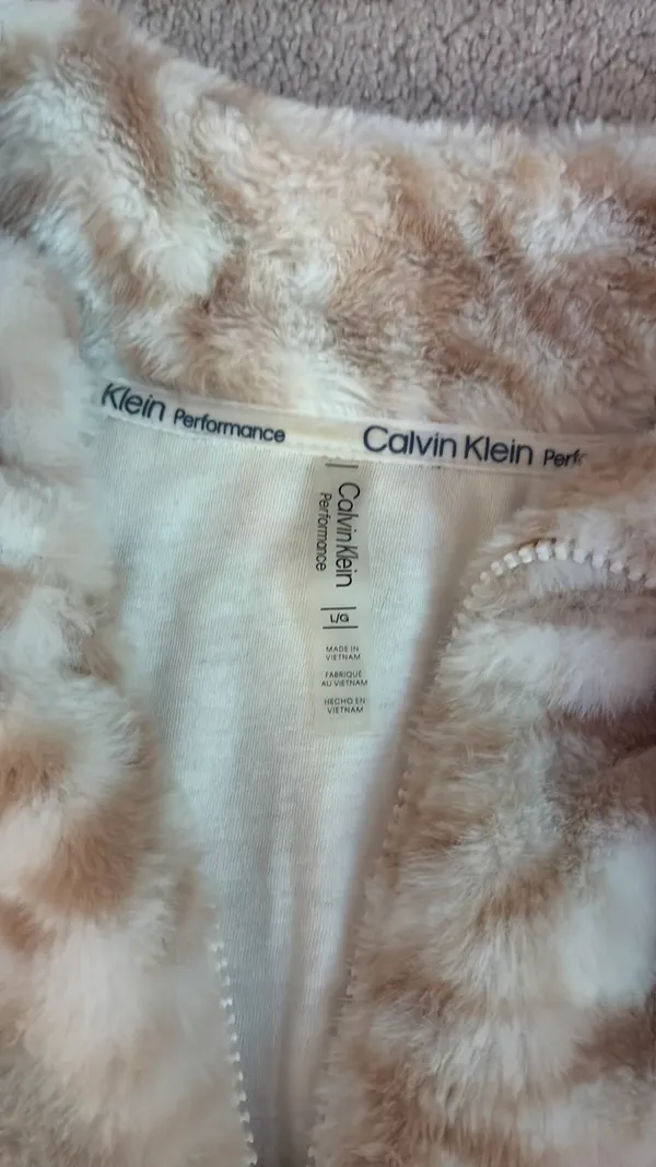 Calvin Klein Leopard Print Fuzzy Quarterzip - Image 2