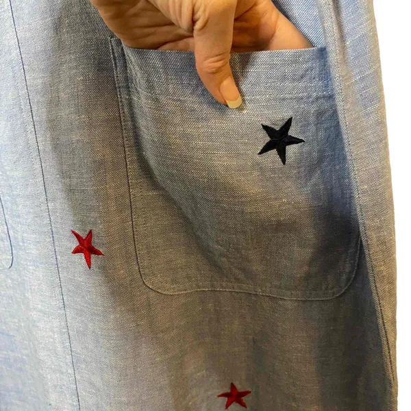 Quacker Factory Womens Blue Sleeveless Long Denim Star‎ Dress Size S - Image 2