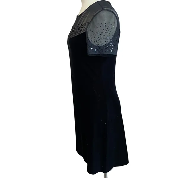 J.R Nites Caliendo by Y2K‎ Black Velvet and Mesh Mini Black Short Dress Size 8 - Image 2