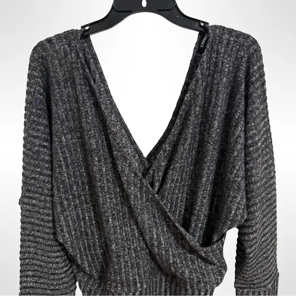 Express Charcoal V-Neck Sweater - Image 2
