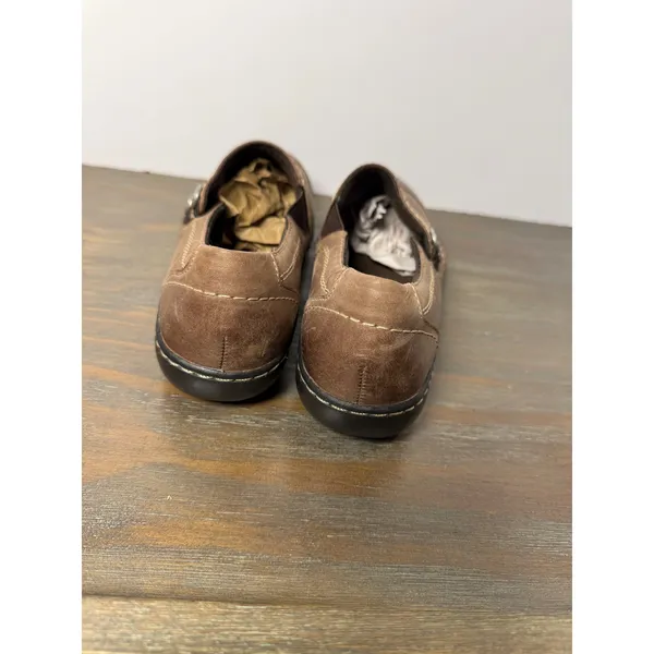 Clarks Bendables Ashland Alpine Brown Leather Slip On Loafers Womens 9M - Image 7