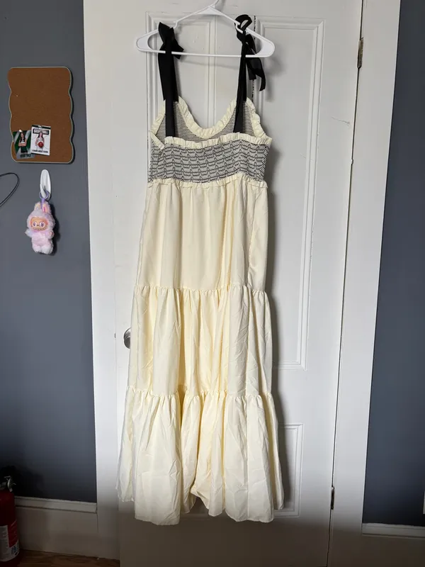 Black and White Maxi Dress Yellow Size L - Image 2