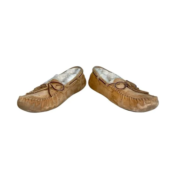 UGG Dakota Chestnut Brown Suede Leather Wool Lined Moccasin Slipper Loafer Shoes - Image 4