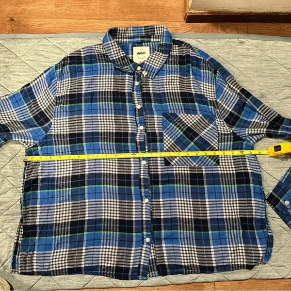 Aerie By Aritza Long Sleeve Womens Shirt Plaid Nwot Blue Xl - Image 6