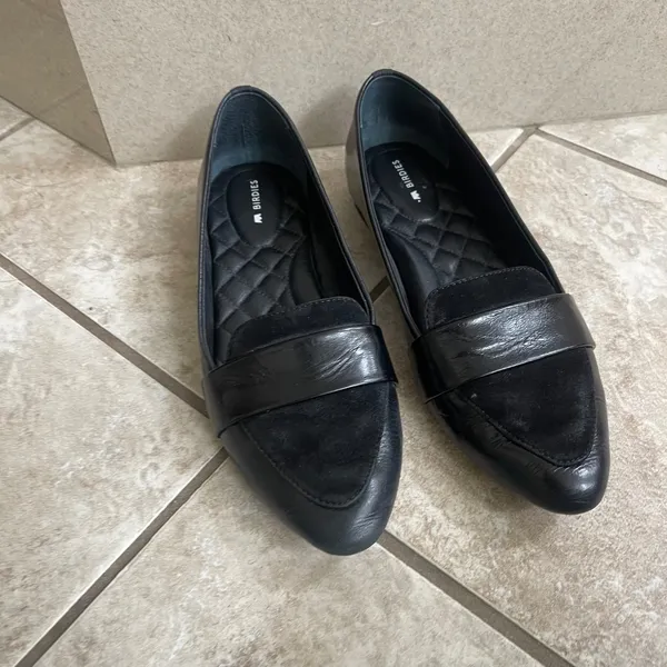 Birdies sparrow Black Leather Suede Pointed Toe Loafer‎ Flats Womens Size 8 - Image 2