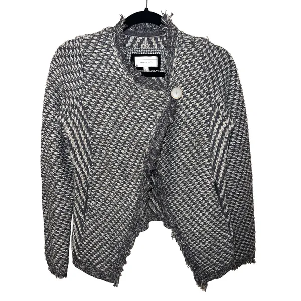 Anthropologie Angel of the North Tipperary Knit Sweater Jacket‎ Gray Small EUC - Image 2