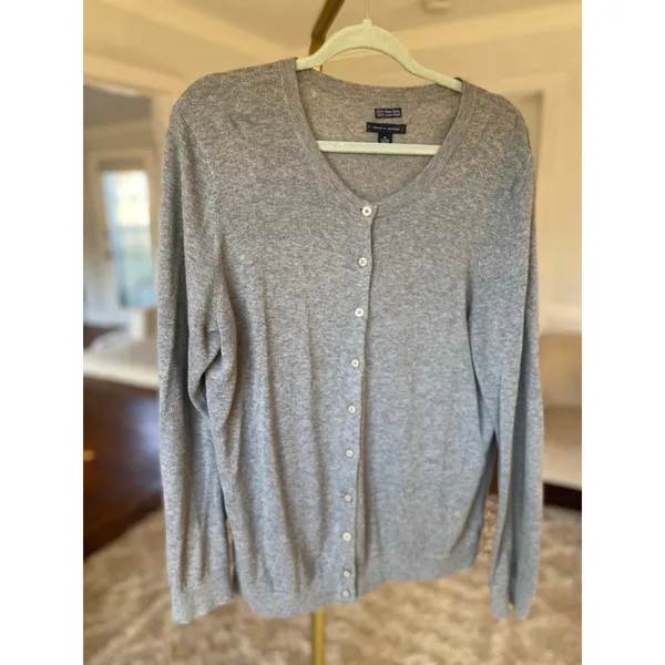 Tommy Hilfiger 100% Pima Cotton Gray Cardigan French Preppy Classic Parisian‎ XL - Image 2