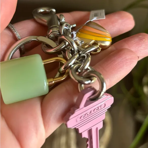 Authentic COACH Silver Heart/Key/Lock keychain - Image 2
