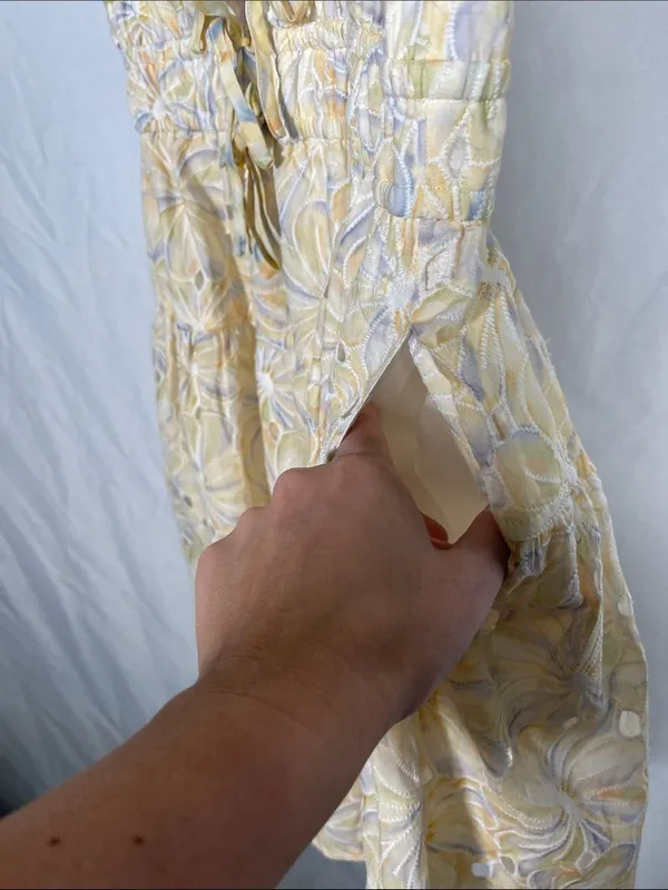 Joie Womens Yellow Orange Floral Eyelet Mini Dress Medium - Image 3