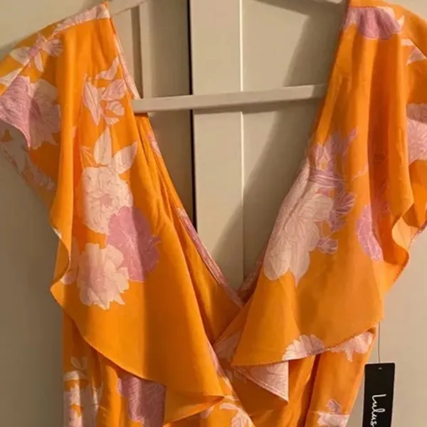 Lulu's Size XL Garden of Joy Floral Ruffled Wrap Dress w/Asymmetrical Hem NWT - Image 9