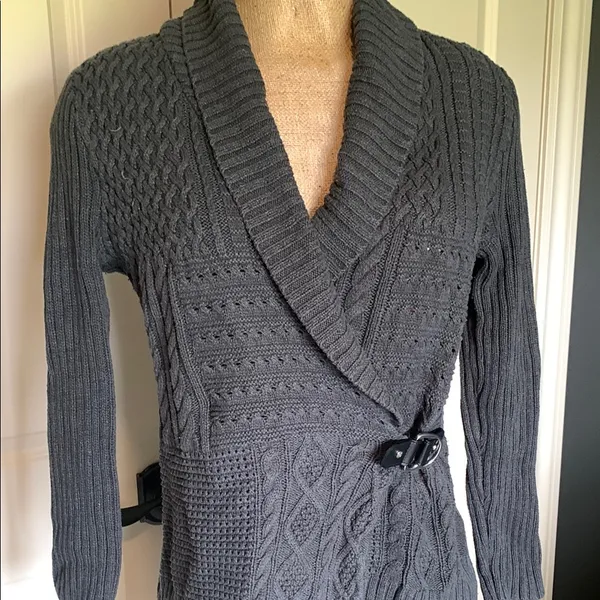 Ralph Lauren Gray Cardigan with Shawl Collar and Side Closure - Image 8
