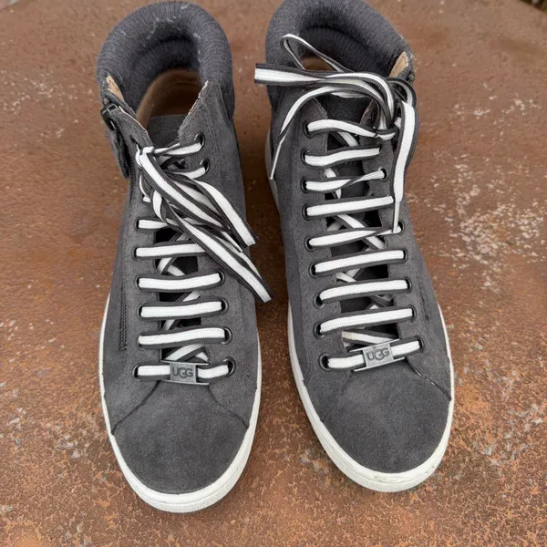 UGG Women's Olive Trainer high-top sneakers in charcoal grey suede sz 7.5 - Image 2
