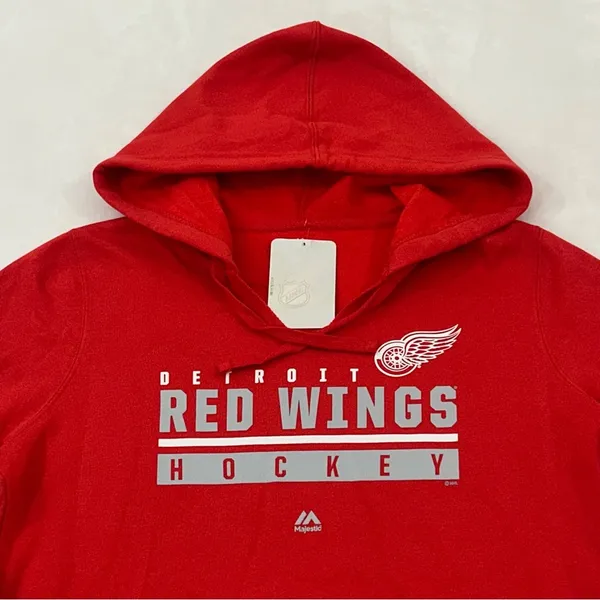 Detroit Red Wings Majestic Fan Fashion NHL Pullover Hoodie Sweatshirt Women’s L - Image 2