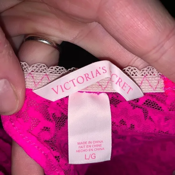 Victoria’s Secret hot pink lacy L shirt lingerie nightgown - Image 2