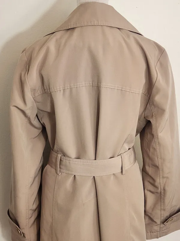 London Fog Womens Khaki Trench Coat with Removable Sash Size Small - Image 4