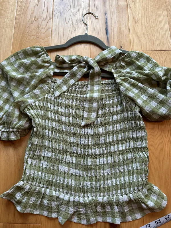 Green Gingham Top Size M - Image 2