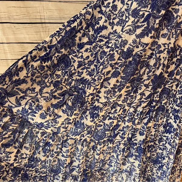 FREE PEOPLE Kikas Blue And White Floral Tie Shoulder Maxi Dress Size Medium - Image 7