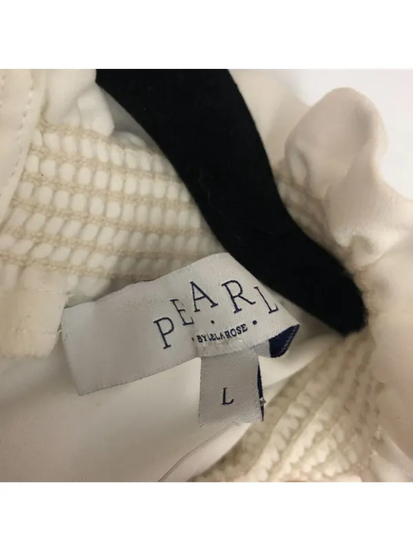 Pearl By Lela Rose White Sleeveless Blouse With Ruffle Neckline Size Large FLAW - Image 4