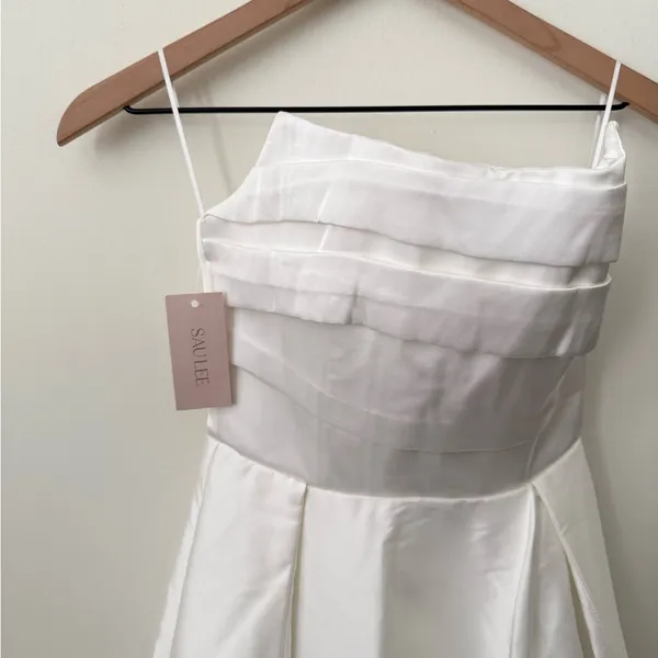 NWT SAU Lee X Revolve Heidi Strapless Gown White Bridal Long Dress Size 00 - Image 4
