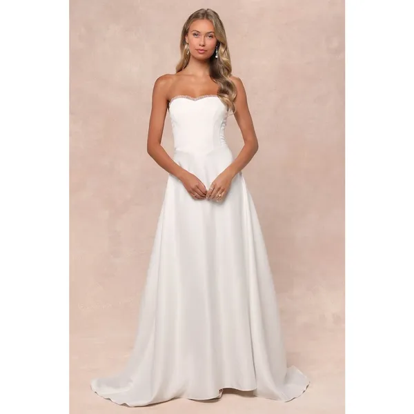 NWT Lulus Eternal Gratitude White Floral Embroidered Strapless Maxi Dress Sz L - Image 2