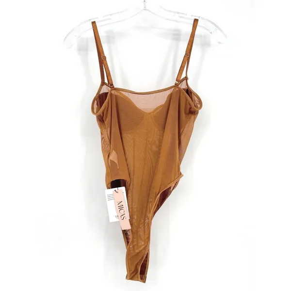Micas Mesh Backless Sheer Patchwork Corset Slip Bodysuit‎ Womens 12 Boudoir Sexy - Image 9