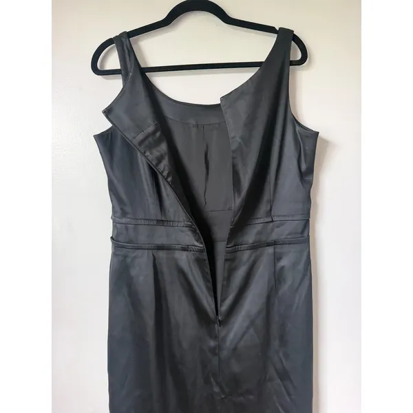 Talbots Sheath Dress Womens 12 Black Satin Pleated Formal Cocktail LBD NWT - Image 6