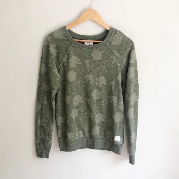 Maaji Sleek French Terry Crewneck Sweatshirt Olive Green Size Small - Image 3