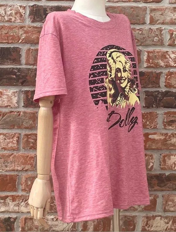 Pink Dolly Parton screen printed tee / XXL / New without tags - Image 5