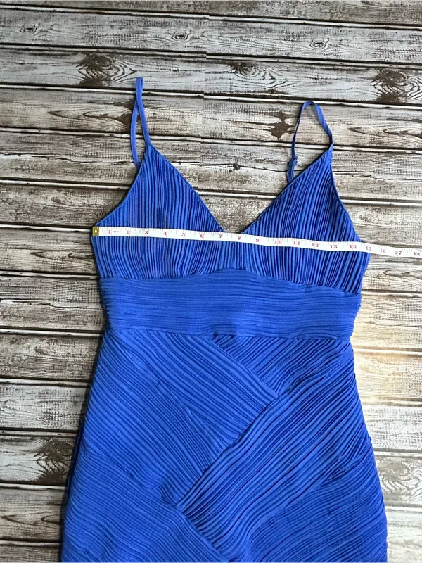 Do + Be Blue V-Neck Pleated Mini Dress - Classic Spaghetti Strap Size Small - Image 5