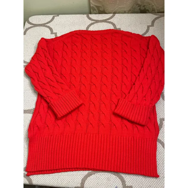 J. Crew Cotton blend cableknit side-slit crewneck sweater, style:Bm401, size s/m - Image 11