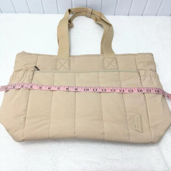 VASCHY Beige Quilted Tote Bag‎ with zipper - Image 9