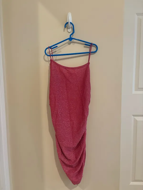 Pink Glitter Bodycon Mini Dress Size XS - Image 3
