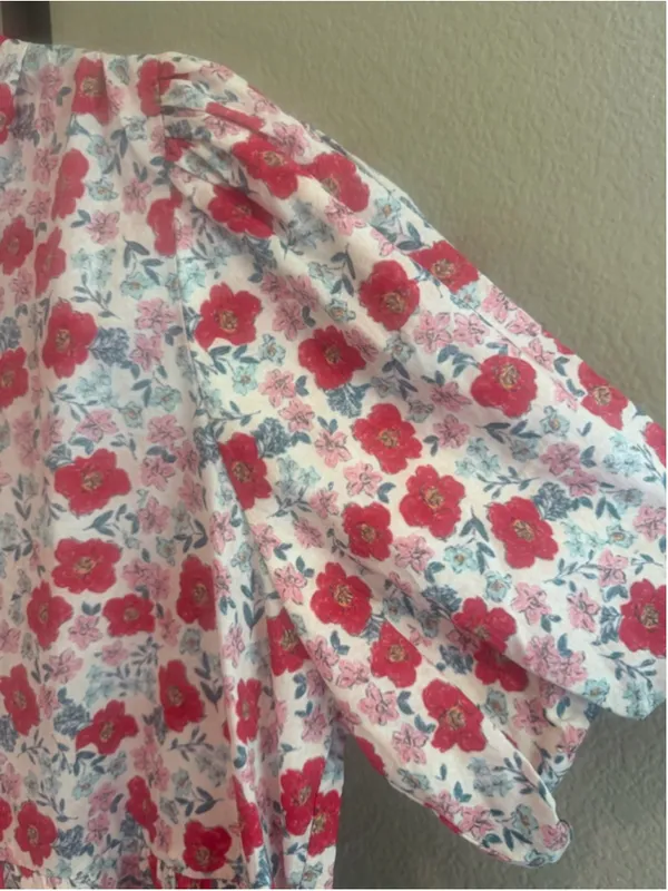 Entro Tiered Floral Print Mini Dress in Red Size XL - Image 5