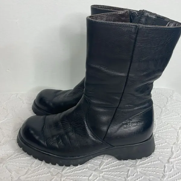 Havana Joe Mid Calf Leather Zipper Black Booties size 37 - Image 4