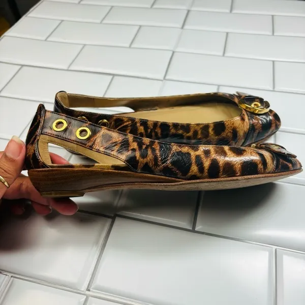 Stuart weitzman chitchat leopard printed‎ ballets flats open toe 8M - Image 9