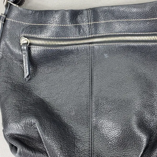 Coach Y2K Hobo Bag Black Pebbled Leather Silver Hardware F15064 Medium VTG - Image 2