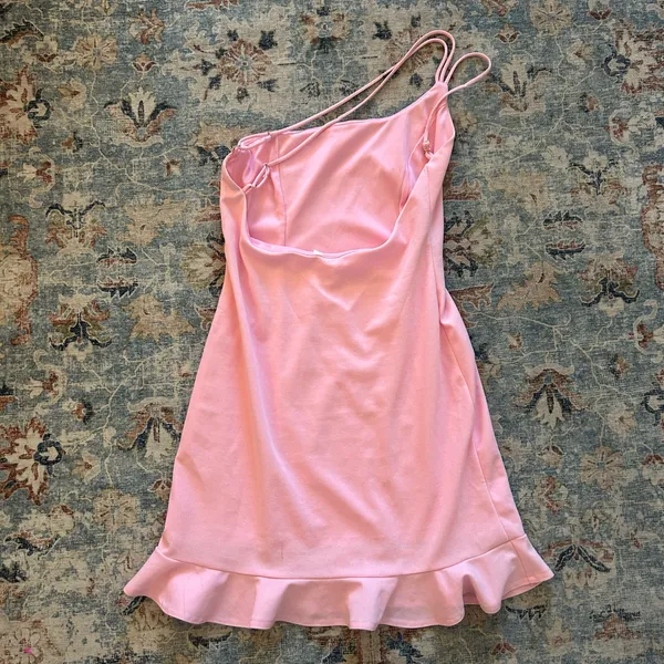 Lucy in the Sky Pink One Shoulder Ruffle Mini Dress - Image 4