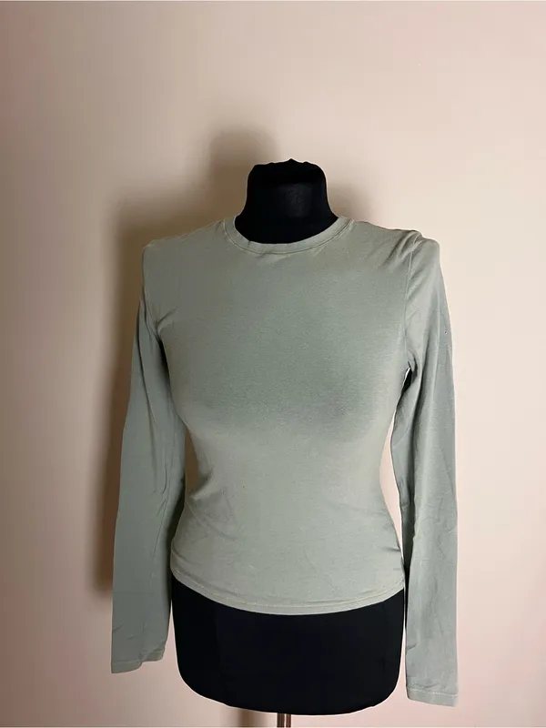 Skims Mineral Long Sleeve Cotton Jersey Crewneck Crop Top - Image 2