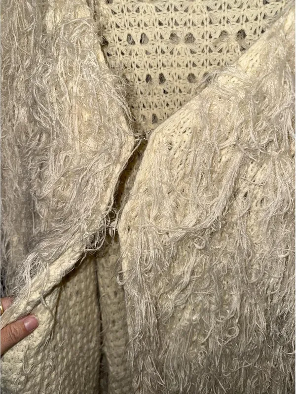 Talk of the walk shaggy fringe open-knit cardigan - Image 3