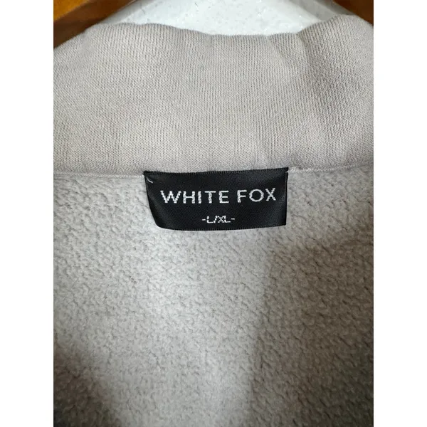 White Fox Project 5 Half Zip Sweatshirt Taupe Oversized Fleece Pullover L/XL - Image 3